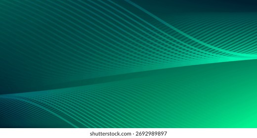 Fondo verde y azul degradado abstracto con línea ondulada.
