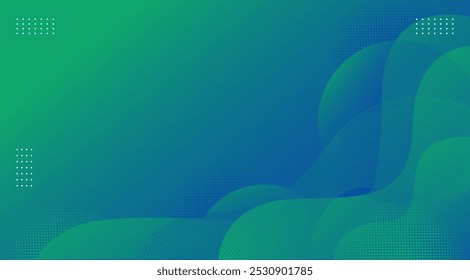 Gradiente abstrato Fundo de onda de fluido verde e azul. Adequado para sites, banners, brochuras, fundos de cartazes