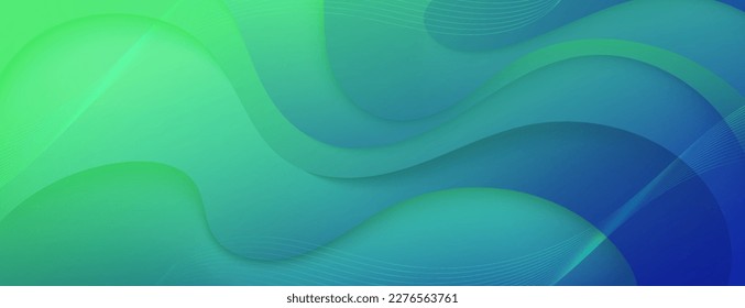 Resumen Fondo líquido gradiente verde azul. Diseño de fondo moderno. Ondas dinámicas. Composición de formas fluidas.  Apto para sitio web, banners, folletos, afiches