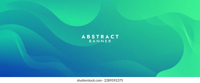 Abstract Gradient Green Blue  liquid background. Modern  background design. Dynamic Waves. Fluid shapes composition.  Fit for website, banners, brochure, posters