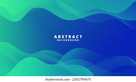 Abstract Gradient  green blue liquid background. Modern  background design. Dynamic Waves. Fluid shapes composition.  Fit for website, banners, brochure, posters