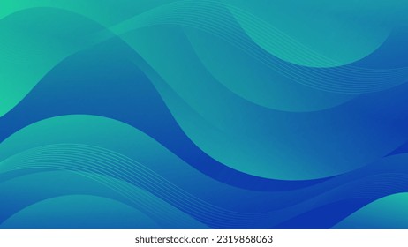 Resumen Fondo líquido gradiente verde azul. Diseño de fondo moderno. Ondas dinámicas. Composición de formas fluidas.  Apto para sitio web, banners, folletos, afiches
