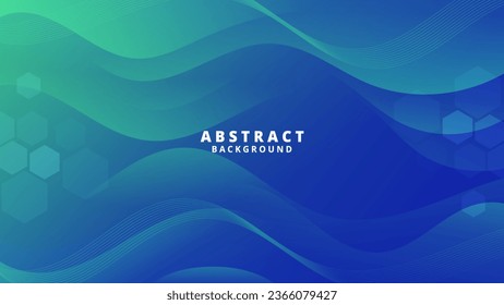 Abstract Gradient  Green Blue  liquid background. Modern  background design. Dynamic Waves. Fluid shapes composition.  Fit for website, banners, brochure, posters