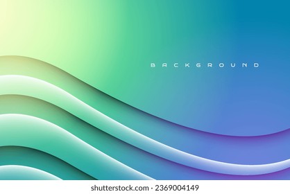 Abstract gradient green wavy elegant futuristic web banner template background design
