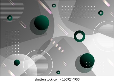 Abstract gradient grey and dark green background vector template with geometric shapes