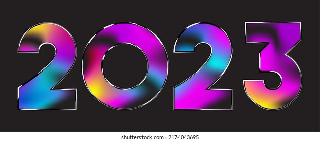 Diseño de número de semitono de degradado abstracto 2023. Tarjeta de felicitación de Año Nuevo Feliz 2023. Celebración de Navidad. Tipografía diseño de póster, banner o logo de moda mínimo.