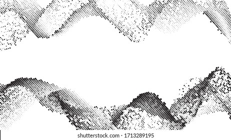 abstract gradient halftone dots vector Illustration from line wave