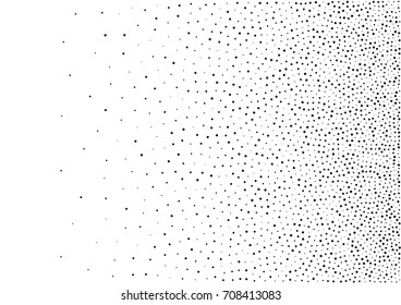 Abstract gradient halftone random dots background. A4 paper size, vector illustration, bw backdrop using halftone circle dots raster pattern texture.