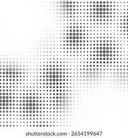 Abstract gradient halftone wave dotted textured pattern. Black grunge speckle on white background overlay. Retro comic pop art backdrop with halftone dots design