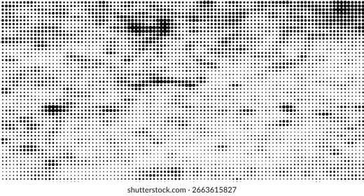 Patrón texturizado punteado de onda de semitono de gradiente Abstractas. Grunge negro moteado sobre fondo blanco superpuesto. Fondo de arte pop cómico retro con diseño de puntos de medio tono