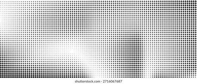 Patrón texturizado punteado de onda de semitono de gradiente Abstractas. Fondo de arte pop cómico retro con diseño de puntos de medio tono. Fondo de Antiguas para texto de superhéroe cómico, burbuja de discurso, mensaje. Ilustración de Vector