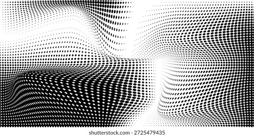 Abstract gradient halftone wave dotted textured pattern. Retro comic pop art backdrop with halftone dots design. Vintage backdrop for comic superhero text, speech bubble, message. Vector ilustration