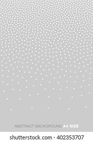 Abstract Gradient Halftone White Dots on Gray Background, A4 size. a4 format vector illustration.