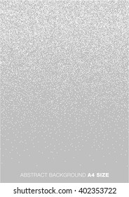 Abstract Gradient Halftone White Dots on Gray Background, A4 size. a4 format vector illustration.