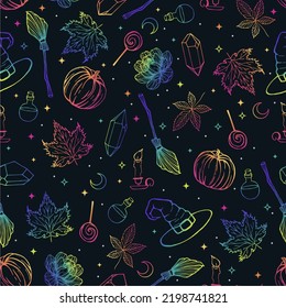 Abstract gradient happy halloween seamless background. Modern pattern for halloween card, party invitation, menu, wallpaper, holiday shop sale, bag print, t shirt, workshop advertising etc.