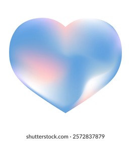 Abstract gradient heart in soft blue, pink, and white tones isolated on a white background. Modern minimalistic illustration symbolizing love and harmony