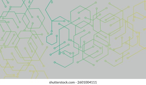 abstract gradient hexagon. geometric circuit texture background. scientific technology. network concept.