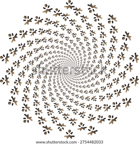 Abstract Gradient Human Silhouette Spiral Mandala for Conceptual Decor