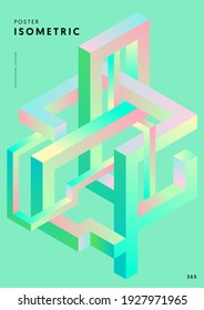 Abstract gradient isometric geometric shape design template background modern art style. Design element can be used for poster, backdrop, publication, brochure, flyer, leaflet, vector illustration