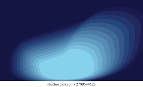 Abstract Gradient Layers in Varying Shades of Blue Forming a Modern Digital Wave Design with Smooth Curves