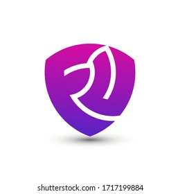 Abstract Gradient Letter F U Shield Modern Logo Design Template Premium Vector