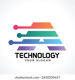Um logotipo de letra de gradiente abstrata