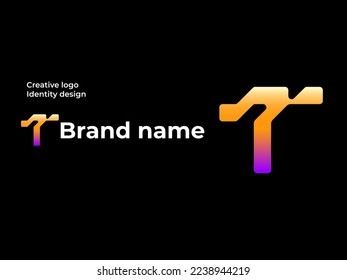 Resumen Marca del logotipo de la letra degradada T e identidad