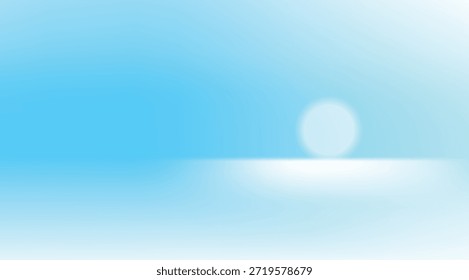 Gradiente Abstractas, azul claro, Formas blancas, habitación vacía, visualización. Esta gradación tranquila y suave evoca espacios serenos, perfectos para fondos que transmiten una sensación de paz