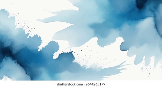 O gradiente abstrato sombreia o plano de fundo na textura do papel branco. Aquarelle pintado texturizado projeto de tela, abstrato azul aquarelle splash fundo, textura de aquarelle
