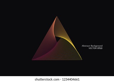 Abstract Gradient Line Art Black Background with wavy triangle shape for website, design, cover, flat, logo, music wave - Vector illustration eps 10