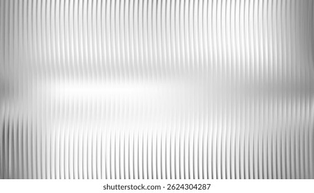 Abstract gradient line pattern background. Transparent acrylic plastic effect, metallic blurred surface. Ribbed glass material
