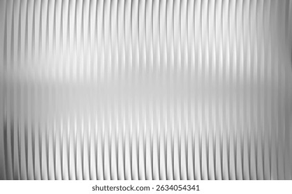 Abstract gradient line pattern background. Transparent acrylic plastic effect, metallic blurred surface. Ribbed glass material in greyscale colors