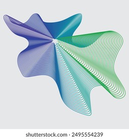 Abstract Gradient Line Pattern: Striking and Fluid Wavy Lines Converging into a Star Shape with a Seamless Gradient Transition from Blue to Purple to Green, Ideal for Contemporary Visual Art and Desig