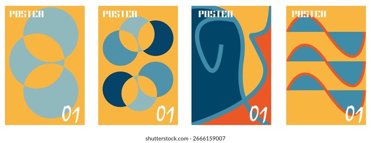 Conjunto de plano de fundo do cartaz da onda da linha de gradiente abstrata