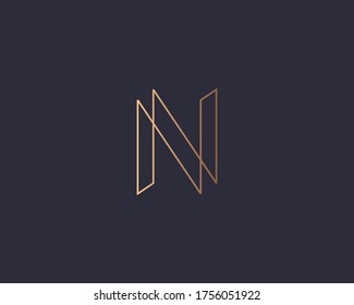 Abstract gradient linear monogram letter N logo icon design modern minimal style illustration. Premium alphabet vector line emblem sign symbol mark logotype