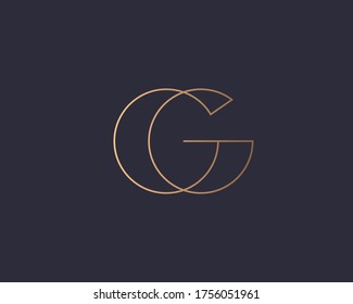 Abstract gradient linear monogram letter G logo icon design modern minimal style illustration. Premium alphabet vector line emblem sign symbol mark logotype