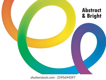 Abstract Gradient Lines Backgrounds 3D Vector Rainbow Squiggle Ribbons. Wave Shape Graphic Elements. Geometric Patterns with Wavy Spirals white Posters Design set . 