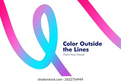 Abstract gradient lines with "Color Outside the Lines" text. Perfect for creative projects, print, and digital use - Powered by Shutterstock - Get 15% off with code: PIKWIZARD15