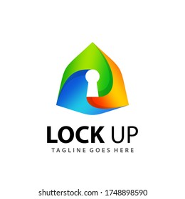 Abstract Gradient Lock Up Logo Design Template Vector Stock