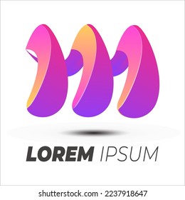abstract gradient logo design letter m