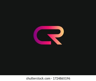 Abstract gradient logo icon two letters C and R typography, for your company