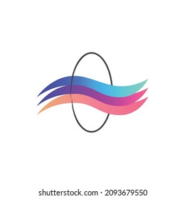 Abstract gradient logo with three curved shapes and a thin circle. Brand identity for companies or organizations.