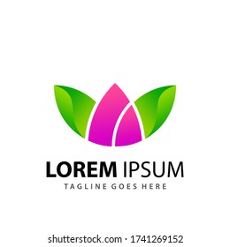 Abstract Gradient Lotus  Logo Design Template Premium Vector