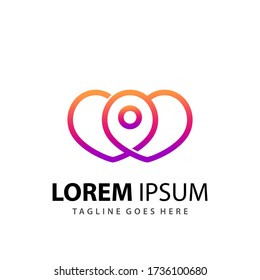 Abstract Gradient Love Pin Logo Design Template Vector Premium