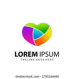 Abstrakte Gradient Love Play Media farbige Logo Design Vorlage Premium Vector