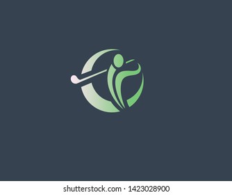 Abstract gradient man golf logo icon for company