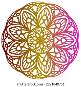 Abstract gradient mandala art with beautiful patterns.  Mandala in circular pattern for tattoos, jewelry decorations.  Oriental, ethnic style.  Hand painted mandala yoga flowers.