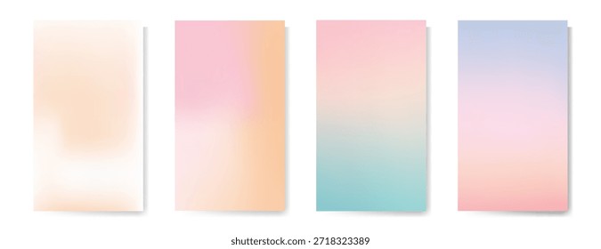 colección de fondos de malla de gradiente Abstractas. Mezcla suave pastel multicolor. Textura del grano. Efecto de líquido desenfocado. Plantilla para portada, póster, Fondo de pantalla, flyer, redes sociales, Diseño web