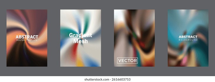Abstract Gradient Mesh Backgrounds Colorful Swirl Poster Templates
