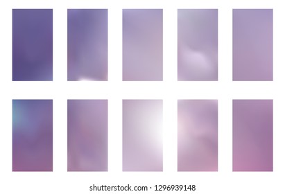 Abstract gradient mesh backgrounds. Vector purple, pink and blue smooth banners templates. Easy editable trendy soft colored vector illustration. 